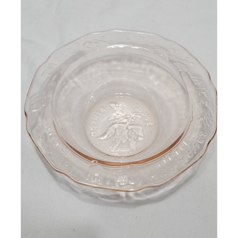 Vintage Tiara depression glass baby bowl of Mother Goose nursery rhymes. - Picture 2 of 4